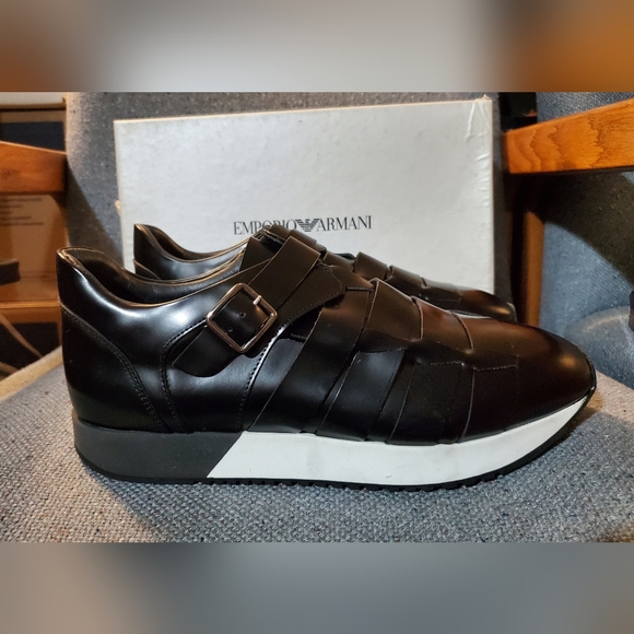 Emporio Armani Classic Monkey Strap Shoes Mens Size 9 - Picture 3 of 10